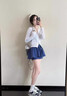 網(wǎng)面阿甘鞋女2025夏季新款厚底德訓鞋女軟底休閑系帶圓頭運動(dòng)鞋女 藍色 35 曬單實(shí)拍圖