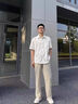 杉杉（FIRS）短袖襯衫男士夏季半袖透氣襯衣冰絲休閑服商務(wù)外套 淺米色 L 曬單實拍圖