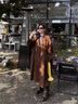 達芙妮騎士靴女春秋單靴中筒靴粗跟中跟2025新款牛仔靴百搭女靴 棕色 37 (235mm) 標準碼 曬單實(shí)拍圖