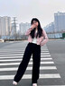 初語慵懶山本褲女2025夏季新款日系松緊腰松弛垂感大闊腿九分褲子 藏青色 L 曬單實(shí)拍圖