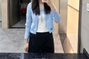 UR2025秋季新款女裝休閑花朵刺繡系帶針織開(kāi)衫UYL950044 天藍 M 曬單實(shí)拍圖