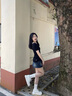 LDBE辣妹美式復(fù)古短袖t恤女夏季2025爆款小眾設(shè)計(jì)感顯瘦修身收腰上衣 黑色 L 【110-120斤】 曬單實(shí)拍圖