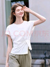 百圖betu女裝春夏新款T恤不規則開(kāi)叉修身顯瘦設計感上衣女2502T18 白色 L 曬單實(shí)拍圖