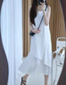 鉑吶苓連衣裙女2025夏高級感小眾設(shè)計(jì)法式初戀無袖白色背心氣質(zhì)寬松長裙 不規(guī)則吊帶連衣裙【白色】 L 100-115斤 曬單實(shí)拍圖