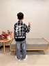 G.DUCKKIDS兒童裝男童春裝襯衫外套春秋款2025新款中大童春季男孩格子襯衣潮 黑色 160 cm 曬單實(shí)拍圖