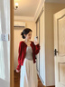SNYDER WEAR紅色針織開(kāi)衫薄款夏季女裝新款2025外搭短款毛衣外套長(cháng)袖上衣外套 紅色開(kāi)衫 薄款 S 建議75-95斤 曬單實(shí)拍圖