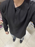 卡圖弛美式亨利領(lǐng)長袖t恤男夏季寬松薄款華夫格衛(wèi)衣服高級感內(nèi)搭打底衫 黑色 XL 曬單實(shí)拍圖