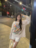 LDBE復古涂鴉印花防曬長袖T恤女2025夏季新款薄款寬松中長款罩衫上衣 七彩色 L 曬單實拍圖
