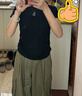 塔馳密司（TOUCH MISS）攬獲雙C腰 婀娜氣質(zhì)醋酸萊賽爾舒適短袖T恤 黑色 M 曬單實拍圖