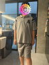 ASK JUNIOR套裝男童2025夏透氣學院風polo衫寬松運動短褲兩件套 灰色 170  曬單實拍圖