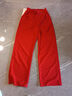 啄木鳥(niǎo)【優(yōu)質(zhì)面料不起球】韓版垂感闊腿褲直筒西褲春夏秋冬四季長(cháng)褲彈力 紅色紅色長(cháng)褲松緊腰有袋 M 90-105斤 曬單實(shí)拍圖