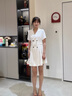伊婭莎西裝連衣裙女夏短袖名媛氣質(zhì)女神范職業(yè)裙子美容院工裝前臺(tái)工作服 781白色 L 建議102-115斤 曬單實(shí)拍圖