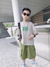 班尼路童裝兒童夏季套裝男童夏裝2025年男孩韓版帥氣短袖t恤上衣工裝褲 深紫BN想要足球X+卡其BN魔術(shù)貼 130 【推薦體重45-56斤】 曬單實(shí)拍圖