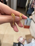 周六福（ZLF）七夕禮物  黃金耳釘女款足金簡(jiǎn)約星墜蝴蝶結(jié)耳飾送女友禮物 計(jì)價(jià) 一對(duì)-2.11g 曬單實(shí)拍圖