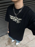 2025新款褲子男潮牌痞帥炸街臟染潑墨彎刀牛仔褲直筒寬松闊腿褲子 臟藍(lán)色 7039 M 【建議125-135斤】 曬單實拍圖