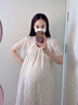 苒琦媽咪高級感孕婦夏裝大碼上衣夏季時(shí)尚過(guò)膝泡泡袖麻紗鉤花刺繡連衣裙子 米白色 XL 曬單實(shí)拍圖