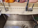 森卡龍水龍頭瀝水墊家用洗漱池硅膠擋水墊廚房水槽防濺水斜坡臺面置物墊 水龍頭瀝水墊-左右通用-50cm米白 曬單實(shí)拍圖