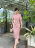 紫魅俏2025年春夏短袖高端媽媽婚宴裝喜婆婆參加結(jié)婚宴會(huì)禮服洋氣連衣裙 棗紅色 L (建議105-115斤) 曬單實(shí)拍圖