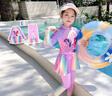 G.DUCKKIDS小黃鴨美人魚兒童泳衣女童小馬寶莉分體泳裙寶寶長袖防曬速干泳裝 小馬寶莉 140 建議9~10歲【130-140cm】cm 曬單實拍圖
