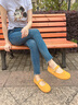妙麗（Millies）品牌磨砂絨皮瑪麗珍單鞋2025新款輕奢多巴胺一字帶法式軟底豆豆鞋 黃色 37 曬單實拍圖