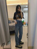 MJ STYLE牛仔褲女2025夏季新款高腰窄版顯瘦百搭復(fù)古藍(lán)直筒闊腿褲 藍(lán)色 M 曬單實(shí)拍圖