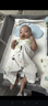 優(yōu)奇嬰兒哈衣夏款嬰幼兒爬服熊貓假兩件薄2025寶寶莫代爾連體衣短袖夏 曬單實拍圖
