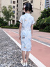 喜雅萌旗袍女童夏季短袖2025新款小女孩連衣裙裝中式漢服大童國風(fēng)裙子 山林熊貓[藍(lán)] 均碼 120 曬單實(shí)拍圖