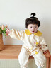 優(yōu)奇嬰兒衣服秋裝超萌可愛哈衣嬰幼兒寶寶連體衣洋氣爬服春秋季外出服 米黃 90cm 曬單實(shí)拍圖