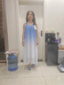 姒漾夏季海邊母女新款一家親子裝三口連衣裙中大童度假沙灘洋氣母子 漸變藍(lán)色 165 媽媽S 曬單實(shí)拍圖