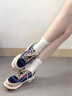 卡賓鞋子男鞋春季透氣低幫板鞋男百搭輕奢設計休閑鞋男士厚底印花潮鞋 米藍 41 曬單實(shí)拍圖