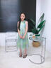 女童夏連衣裙2025新款女大童海邊度假沙灘裙兒童夏季掛脖裙子薄款 海苔綠連衣裙 150 曬單實拍圖