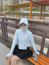 都市麗人2025新款女裝防曬衣冰絲薄款防曬外套夏季涼感寬松斗篷遮陽(yáng)防曬服 冰川藍(lán)(純色) UPF50+ M 曬單實(shí)拍圖