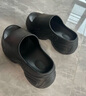 七色紡厚底拖鞋女士戶(hù)外穿增高跟夏季沙灘松糕防滑居家用涼拖 黑 34-35 曬單實(shí)拍圖