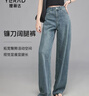 婭麗達（YERAD）2024夏季新款鐮刀型闊腿褲女寬松顯瘦大碼女褲時尚牛仔褲 藍色 (B0) 27 曬單實拍圖