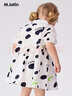 馬·拉?。∕.Latin）/童裝兒童連衣裙夏新款女小童滿(mǎn)地波點(diǎn)印花短袖連衣裙 花藍色 110cm 曬單實(shí)拍圖
