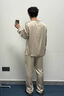 莫代爾男士睡衣春秋季冰絲2025新款夏天薄款仿真絲綢長袖長褲家居服套裝 72882茶灰【套頭款】 XL 體重140-160斤 曬單實拍圖