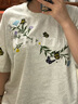 A CHOCK【Achock官方店】花卉刺繡短袖T恤男女新款美式街頭情侶上衣體恤 白花灰 M 曬單實(shí)拍圖