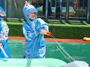 牧萌兒童雨衣男女童全身連體套裝幼兒園小童加厚耐磨大帽檐 藍(lán)色 XL 曬單實(shí)拍圖