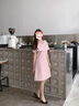夏季南油重工釘鉆名媛氣質(zhì)優(yōu)雅女人露肩連衣裙女裝新 粉色 L 曬單實(shí)拍圖