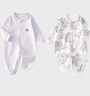 貝瑞加（Babyprints）嬰兒連體衣2件裝男女寶寶純棉衣服柔軟爬服家居內(nèi)衣四季哈衣 紫66 曬單實(shí)拍圖