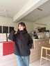 鴨鴨輕薄羽絨服女秋冬2025年新款小個子韓版時尚寬松連帽羽絨夾克外套 黑色 XL 曬單實拍圖