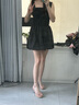 粉媚夢裙子女新品黑色連衣裙夏季2025新款女裝衣服小個子法式純欲吊帶裙 黑色無袖吊帶蓬蓬連衣短裙 M 【建議100斤以內(nèi)】 曬單實拍圖