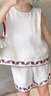 ELLE KIDS童裝 法式立體刺繡女童夏季新款度假風(fēng)背心/短褲可選 白色-短褲 150 曬單實(shí)拍圖