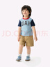 Gap男幼童2025夏季新款LOGO純棉撞色短袖T恤兒童裝休閑美版767439 冰藍(lán)色 100 /52(2-3歲) 曬單實(shí)拍圖