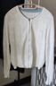 兆君2025早秋桑蠶絲新款寬松休閑針織衫女圓領(lǐng)拉鏈開(kāi)衫短款厚上衣 白色 M 曬單實(shí)拍圖