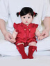 G.DUCKKIDS小黃鴨童裝嬰兒衣服夏季薄女寶寶周歲禮服新生兒滿月百天公主哈衣 紅色 66cm 建議0-3個月8-12斤 曬單實拍圖