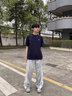 COZOK排扣褲男女半開(kāi)扣秋冬季潮流寬松運動(dòng)九分闊腿直筒褲休閑褲子女 字母_半開(kāi)紐扣褲[黑色] M _建議85~95斤斤 曬單實(shí)拍圖