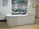 燕子高飛辦公司前臺桌迎賓接待臺店鋪酒店商用機(jī)構(gòu)大廳柜臺子 白色+灰色格柵【右拐角】 240*60*100cm 曬單實(shí)拍圖
