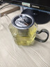 黑把六角播玻璃泡茶壺鋼漏壺耐熱玻璃家用加熱 黑色 850ml 曬單實(shí)拍圖