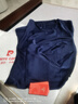 皮爾卡丹（pierre cardin）法式蕩領(lǐng)一字肩醋酸上衣女夏季新款仿仿真絲短袖t恤褶皺收腰氣質(zhì) 藍(lán)色 XL 建議116-125斤 曬單實(shí)拍圖